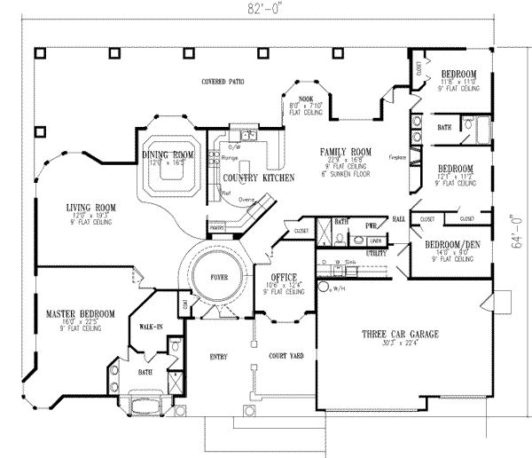 Architectural House Design - Adobe / Southwestern Floor Plan - Main Floor Plan #1-768