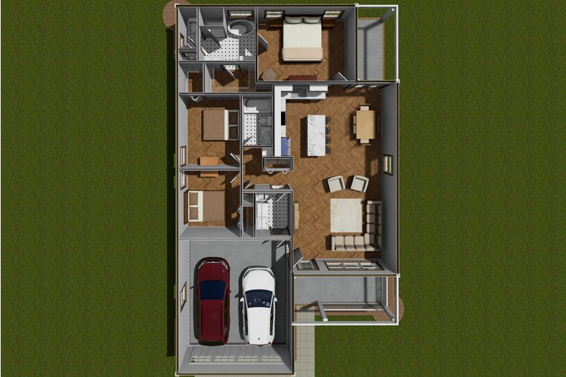 House Plan Design - Floor Plan - Main Floor for Cottage House Plan #513-2236 - 3 bed, 2 bath
