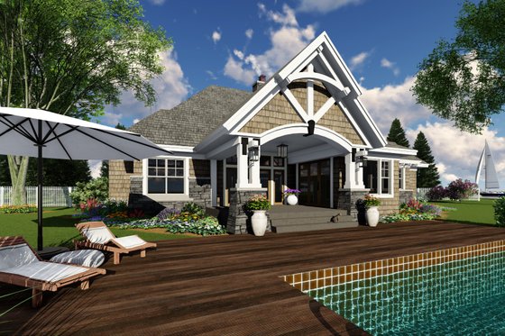 Exterior - Rear Elevation for Craftsman House Plan #51-570 - 4 bed, 3 bath