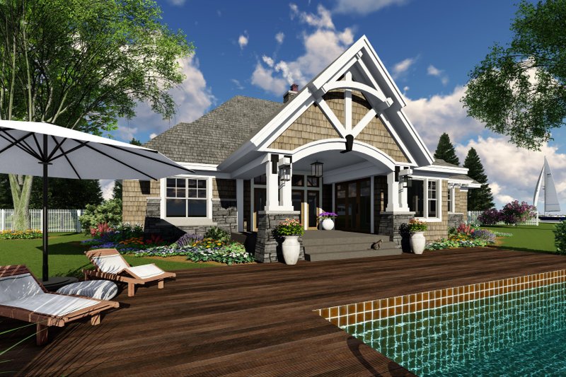 House Plan Design - Exterior - Rear Elevation for Craftsman House Plan #51-570 - 4 bed, 3 bath