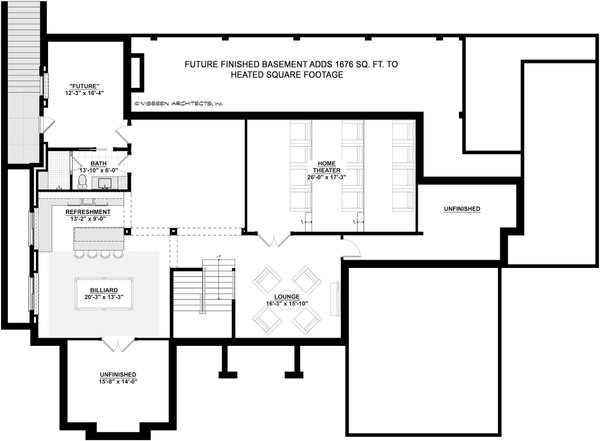 Architectural House Design - Floor Plan - Lower Floor for Farmhouse House Plan #928-457 - 4 bed, 6.5 bath