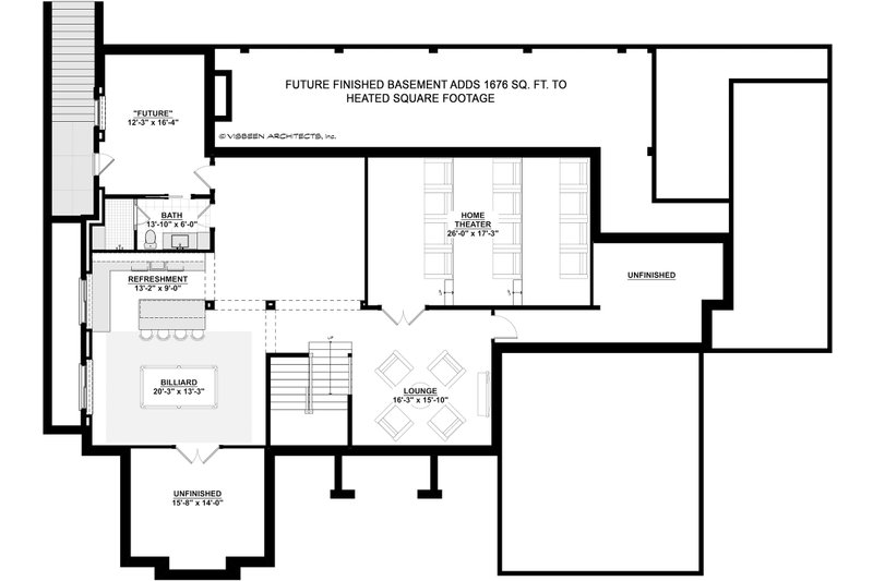 Architectural House Design - Floor Plan - Lower Floor for Farmhouse House Plan #928-457 - 4 bed, 6.5 bath