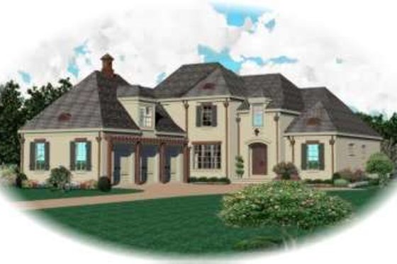 Exterior - Front Elevation for European House Plan #81-1252 - 3 bed, 4 bath