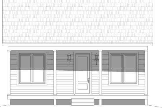 Exterior - Front Elevation 3 for Southern House Plan #932-889 - 1 bed, 1 bath