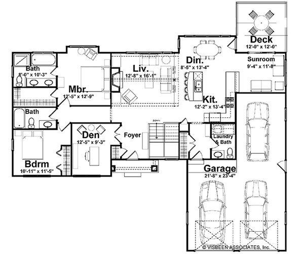 House Blueprint - Floor Plan - Main Floor for Farmhouse House Plan #928-440 - 2 bed, 2.5 bath