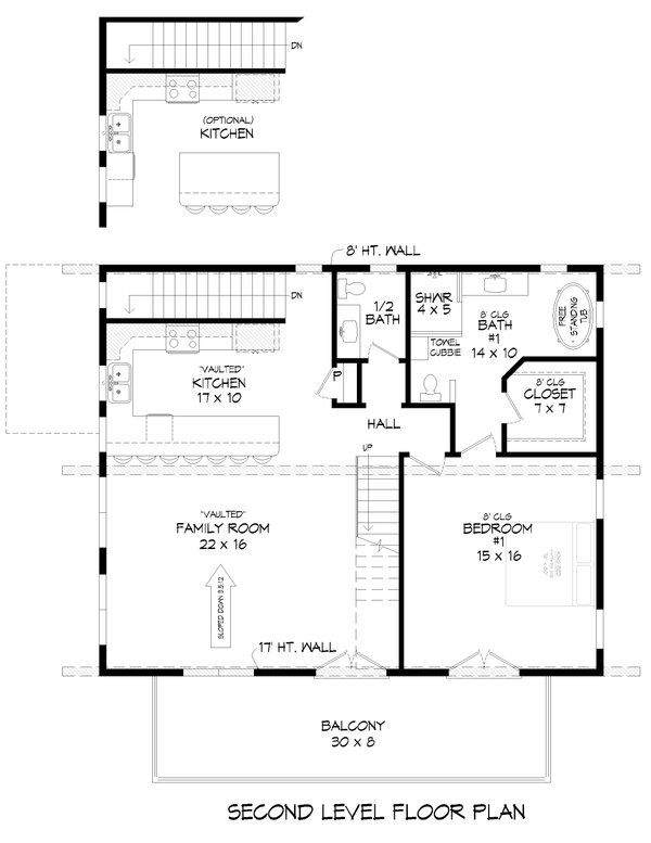 Contemporary Floor Plan - Upper Floor Plan #932-637
