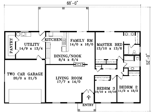 Adobe / Southwestern Floor Plan - Main Floor Plan #1-1394