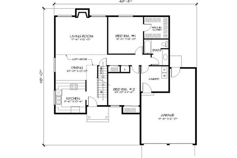 Home Plan - Floor Plan - Main Floor for Traditional House Plan #320-150 - 2 bed, 2 bath