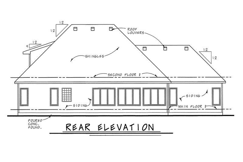 Home Plan - Exterior - Rear Elevation for European House Plan #20-1868 - 3 bed, 4 bath
