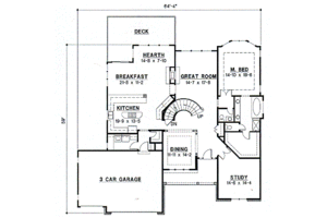 Floor Plan - Main Floor for Traditional House Plan #67-448 - 4 bed, 3.5 bath