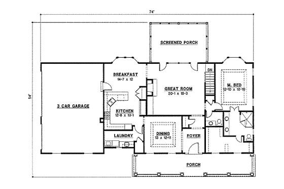Floor Plan - Main Floor for Traditional House Plan #67-827 - 1 bed, 1 bath