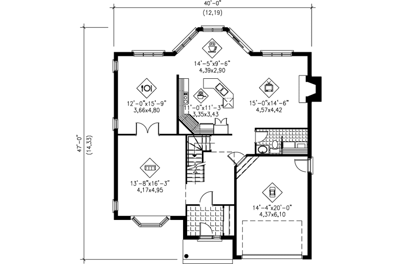 House Plan Design - Floor Plan - Main Floor for Traditional House Plan #25-2110 - 4 bed, 2.5 bath