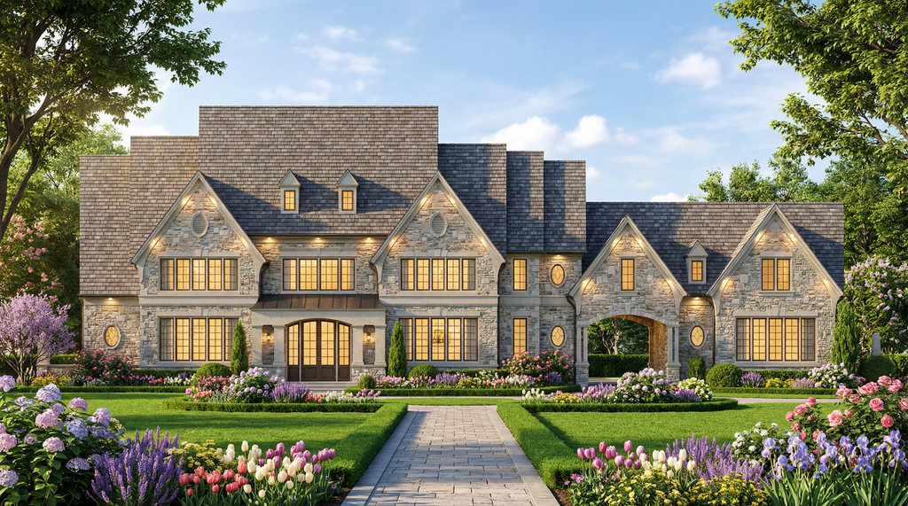 Exterior - Front Elevation 5 for European House Plan #119-242 - 4 bed, 4.5 bath