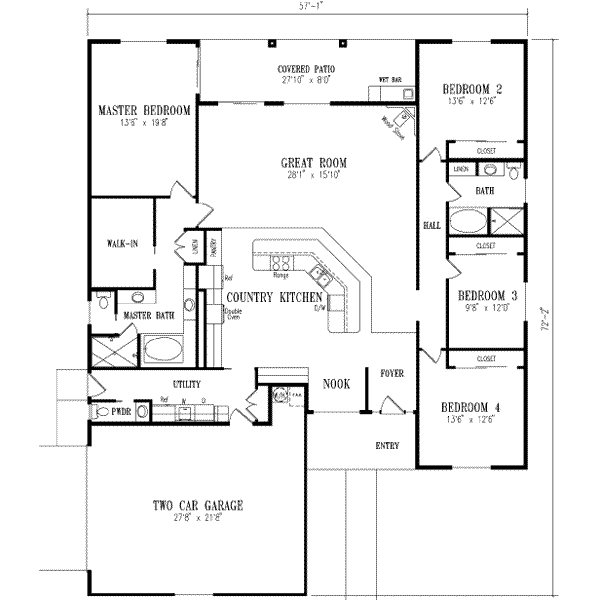 Ranch Floor Plan - Main Floor Plan #1-641