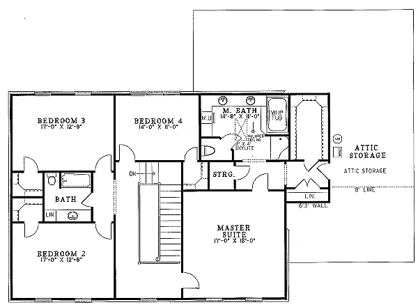 Colonial Floor Plan - Upper Floor Plan #17-278