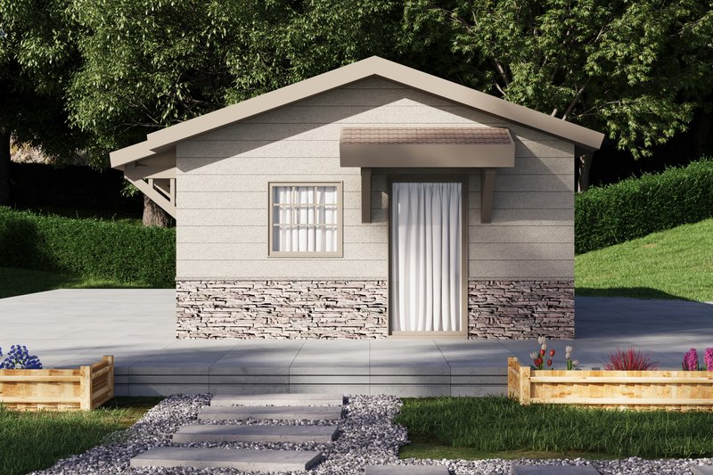 House Blueprint - Exterior - Front Elevation 4 for Ranch House Plan #1106-90 - 1 bed, 1 bath