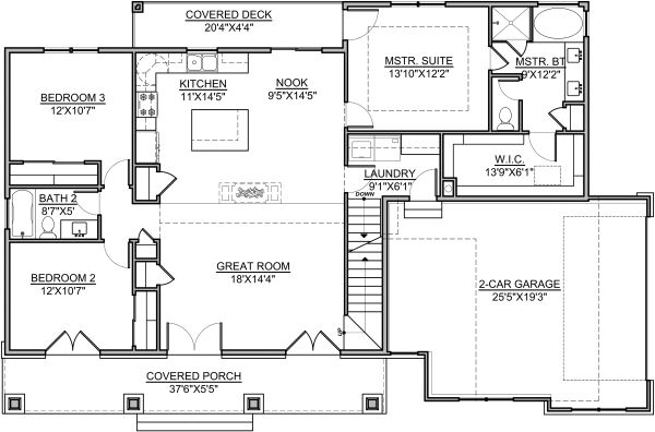 Craftsman Floor Plan - Main Floor Plan #1073-13
