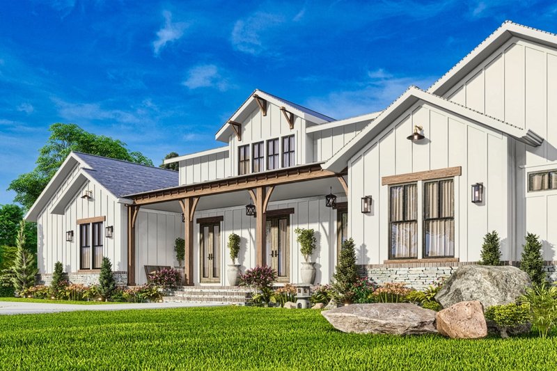 Architectural House Design - Exterior - Front Elevation 4 for Farmhouse House Plan #54-581 - 4 bed, 3.5 bath