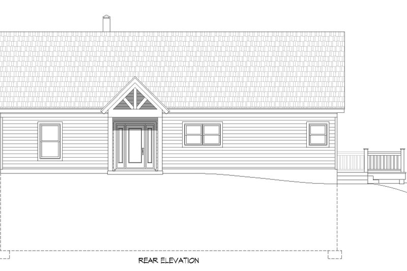 House Blueprint - Exterior - Rear Elevation 1 for Cabin House Plan #932-845 - 2 bed, 2 bath