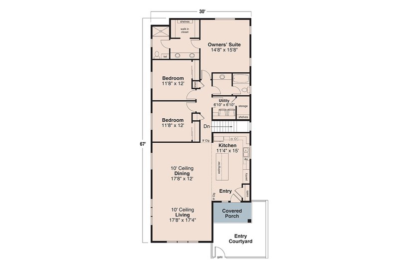 Home Plan - Floor Plan - Main Floor for Traditional House Plan #124-1403 - 3 bed, 2 bath