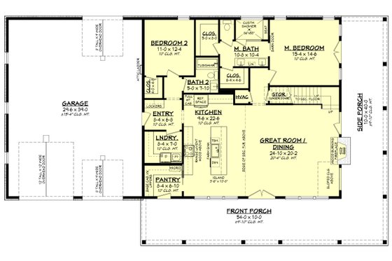 Floor Plan - Main Floor for Barndominium House Plan #430-340 - 4 bed, 3 bath