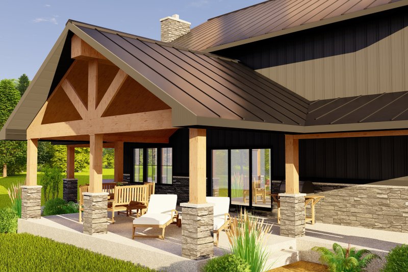 House Plan Design - Exterior - Covered Porch for Barndominium House Plan #1064-196 - 3 bed, 2.5 bath
