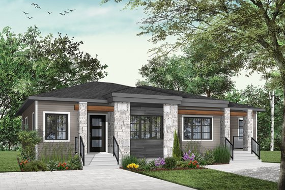 Exterior - Front Elevation 4 for Contemporary House Plan #23-2720 - 2 bed, 1 bath