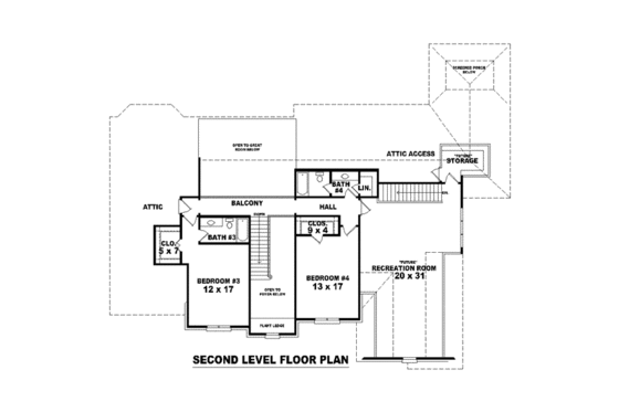 Floor Plan - Upper Floor for European House Plan #81-1618 - 3 bed, 4 bath