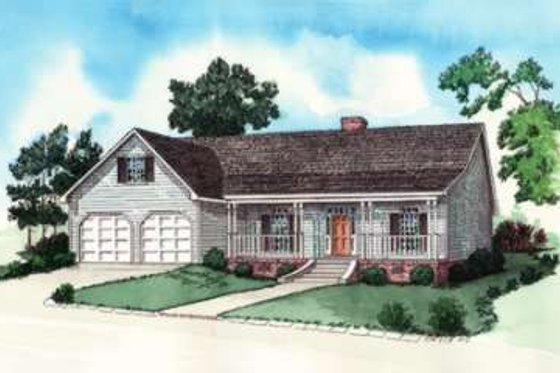 Exterior - Front Elevation for Country House Plan #16-291 - 3 bed, 2 bath