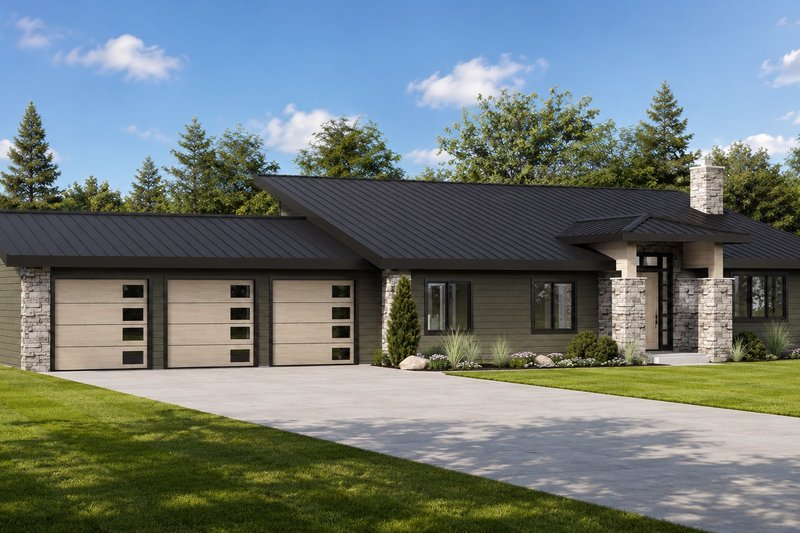 House Blueprint - Exterior - Front Elevation 2 for Modern House Plan #1064-503 - 3 bed, 3 bath