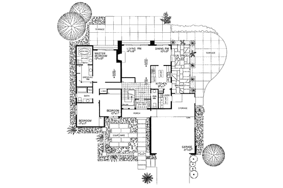 Floor Plan - Main Floor for Ranch House Plan #72-305 - 3 bed, 2.5 bath