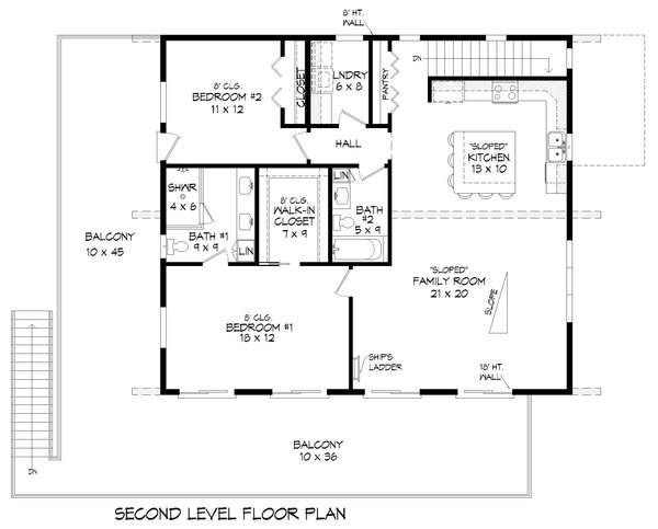 Contemporary Floor Plan - Upper Floor Plan #932-939