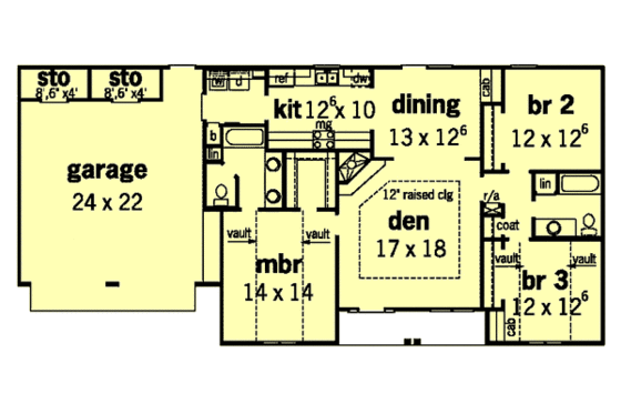 Floor Plan - Main Floor for Traditional House Plan #16-181 - 3 bed, 2 bath