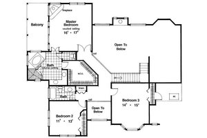 Floor Plan - Upper Floor for European House Plan #417-388 - 4 bed, 4 bath
