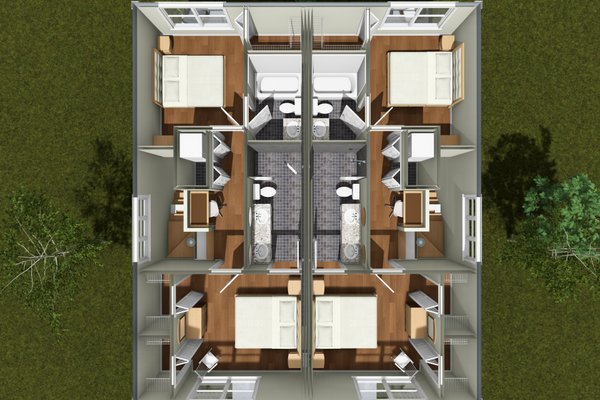 Home Plan - Floor Plan - Upper Floor 1 for Cottage House Plan #513-2491 - 2 bed, 2.5 bath