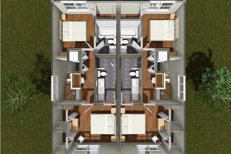Home Plan - Floor Plan - Upper Floor 1 for Cottage House Plan #513-2491 - 2 bed, 2.5 bath