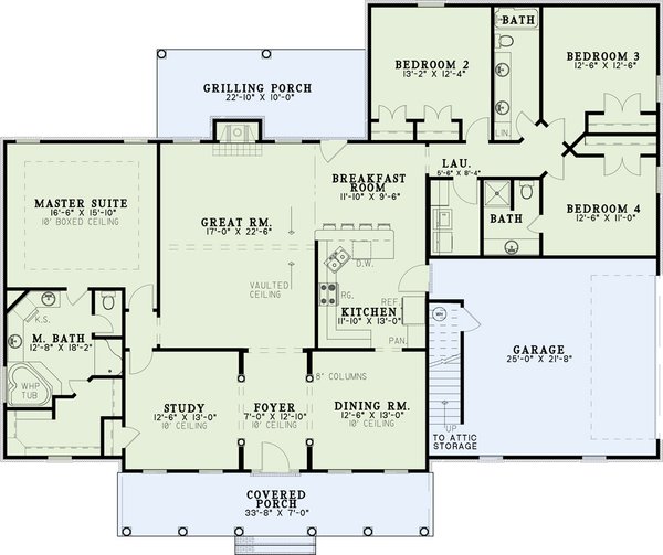 Dream House Plan - Traditional Floor Plan - Main Floor Plan #17-1176