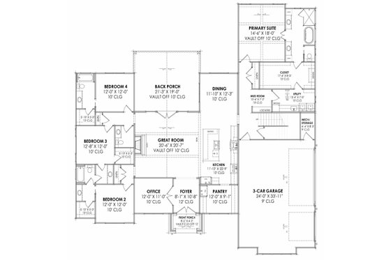Floor Plan - Main Floor for Farmhouse House Plan #1096-127 - 4 bed, 3.5 bath