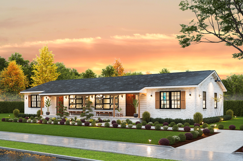 House Blueprint - Exterior - Front Elevation 3 for Bungalow House Plan #54-657 - 6 bed, 2 bath
