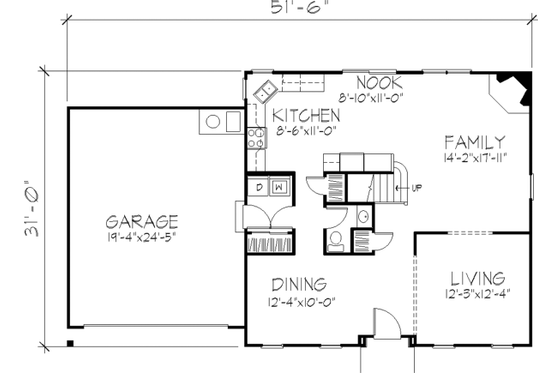 Floor Plan - Main Floor for Colonial House Plan #320-140 - 4 bed, 2.5 bath