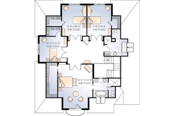 Floor Plan - Upper Floor for European House Plan #23-546 - 4 bed, 2.5 bath