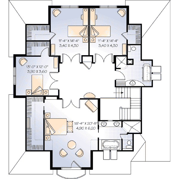 Home Plan - European Floor Plan - Upper Floor Plan #23-546