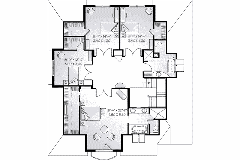 Dream House Plan - Floor Plan - Upper Floor for European House Plan #23-546 - 4 bed, 2.5 bath