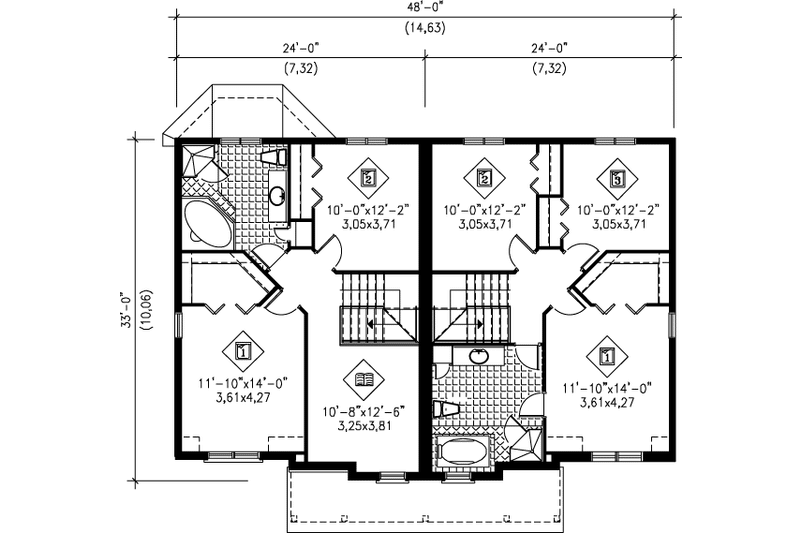 House Design - Floor Plan - Upper Floor for European House Plan #25-311 - 3 bed, 1.5 bath