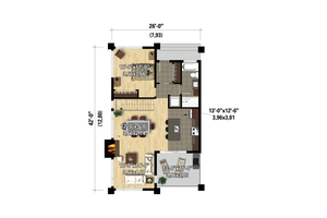 Floor Plan - Main Floor for Cottage House Plan #25-4926 - 3 bed, 2 bath