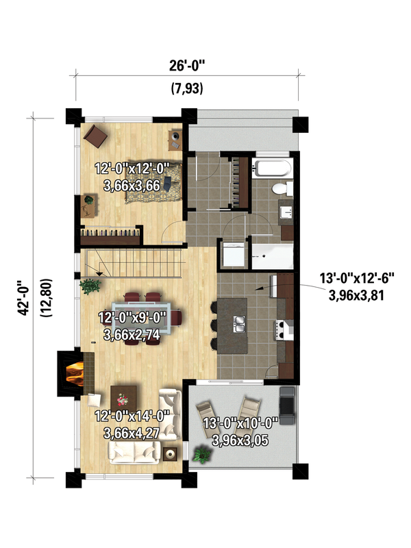 House Plan Design - Cottage Floor Plan - Main Floor Plan #25-4926