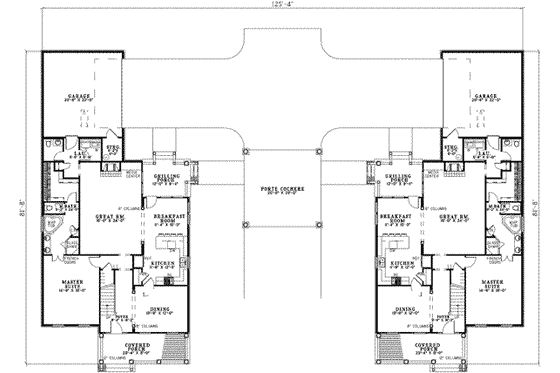Floor Plan - Main Floor for Traditional House Plan #17-2213 - 4 bed, 2.5 bath