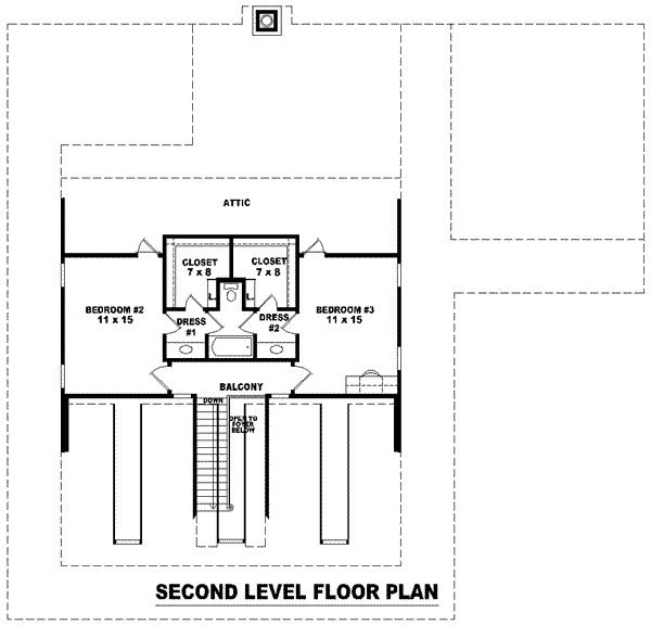 Southern Floor Plan - Upper Floor Plan #81-1057