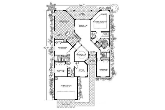 Floor Plan - Main Floor for Mediterranean House Plan #420-208 - 5 bed, 3 bath
