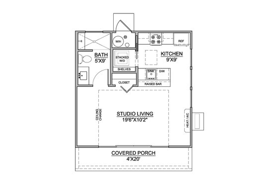 Floor Plan - Main Floor for Traditional House Plan #1073-40, 1 bath